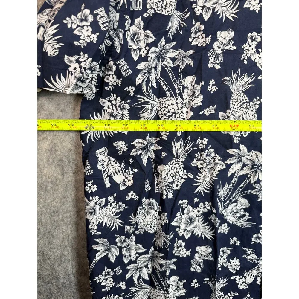 NEW Polo Ralph Lauren Mens XL Sleepwear Button Up Hawaiian Bears Sleep Shirt